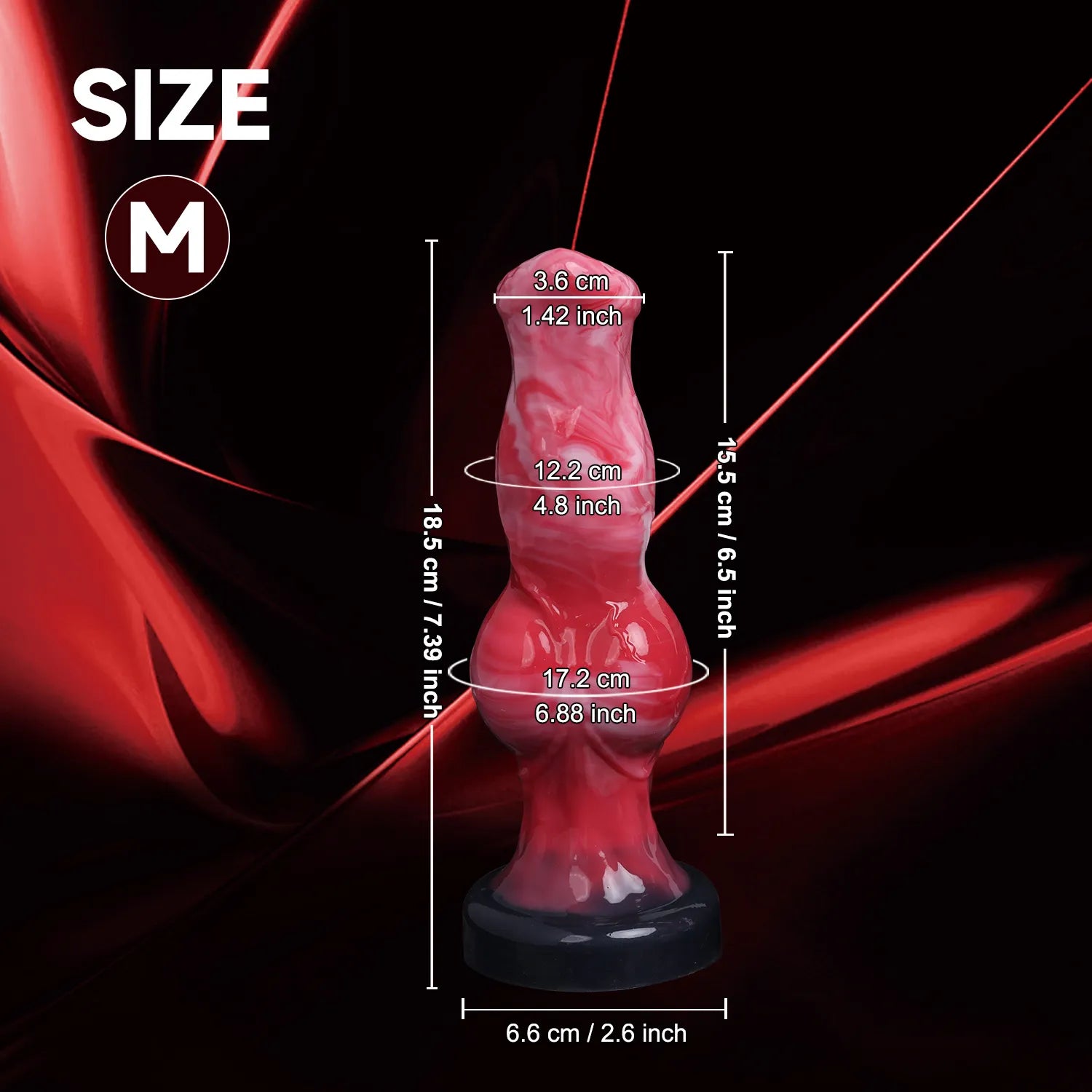 A set of three assorted-size silicone dildos with a unique marble-swirl aesthetic and consistent knot-style structural details