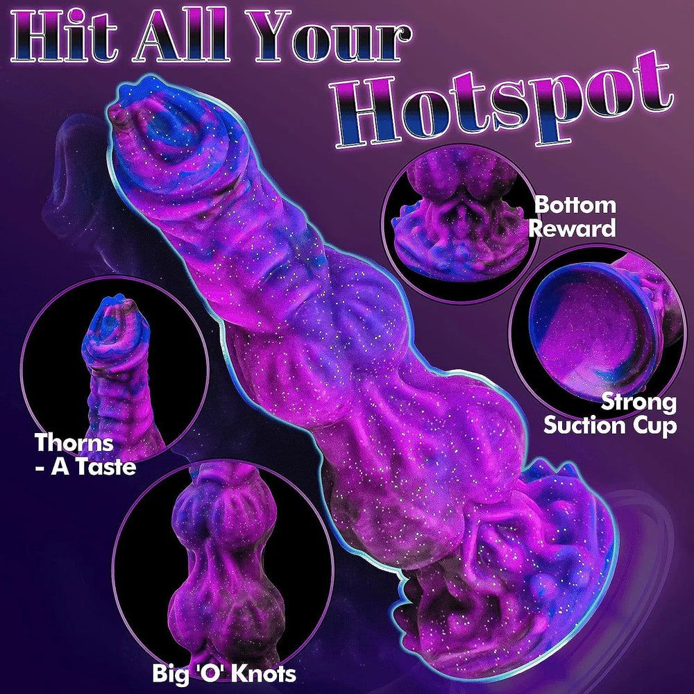 Fantasy-themed adult toy featuring a prominent double knot design and intricate organic textures