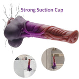 A premium 9-inch equine-style silicone dildo, showcasing a dark ombre color transition and structured ridges for enhanced sensation