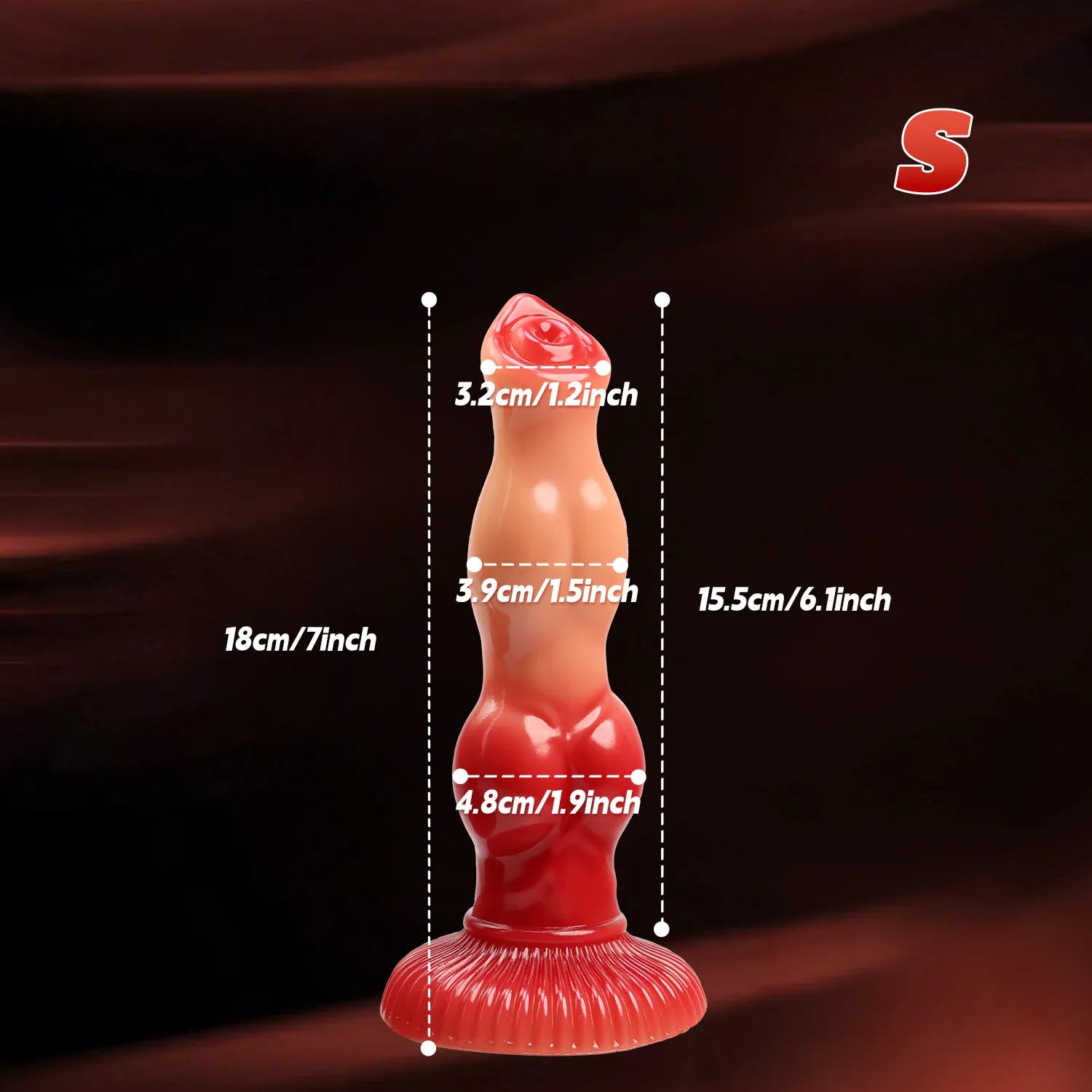 High-quality 9-inch silicone pleasure accessory, emphasizing its realistic shape, multi-knot design, and vibrant color transition
