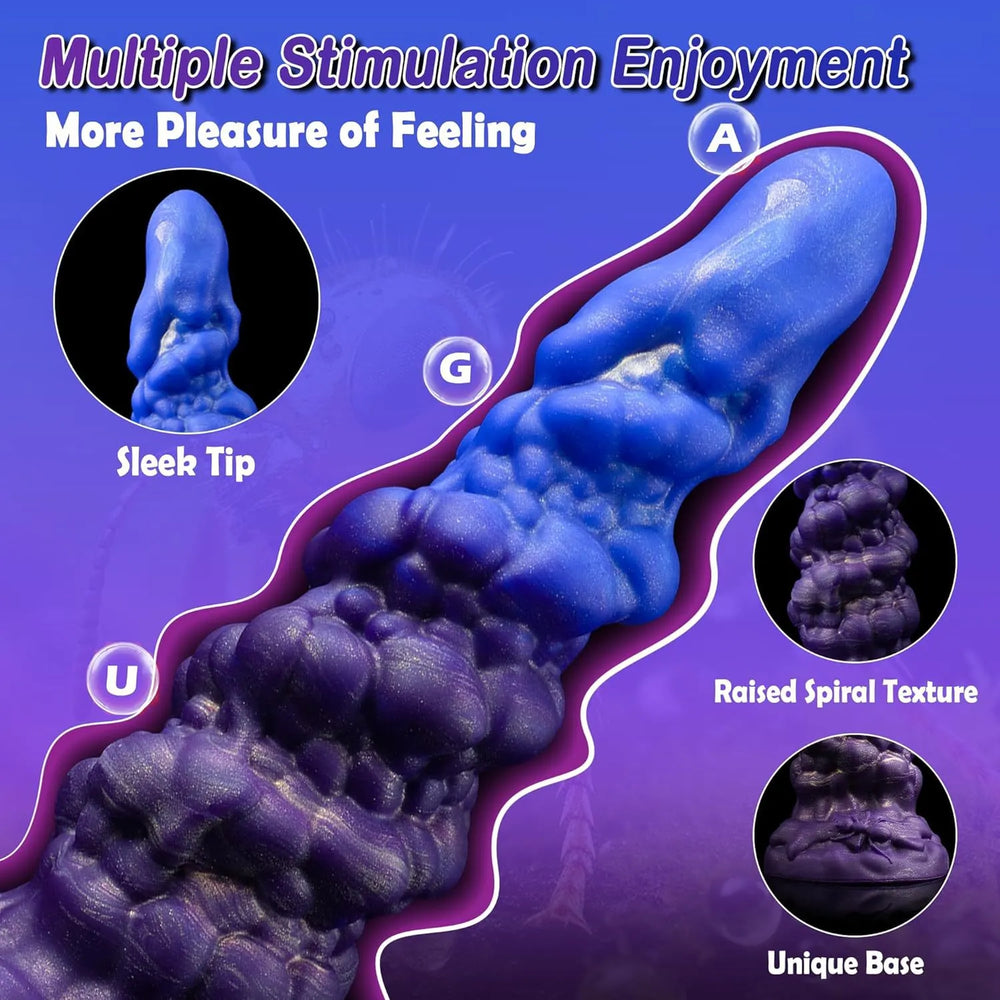 Fantasy slime-themed adult toy with a bubbling, textured shaft and a spiraled smooth tip