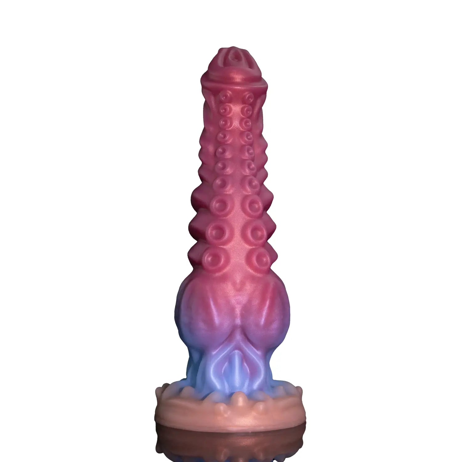 9-inch soft silicone tentacle dildo featuring a gradient color blend and textured suction cups
