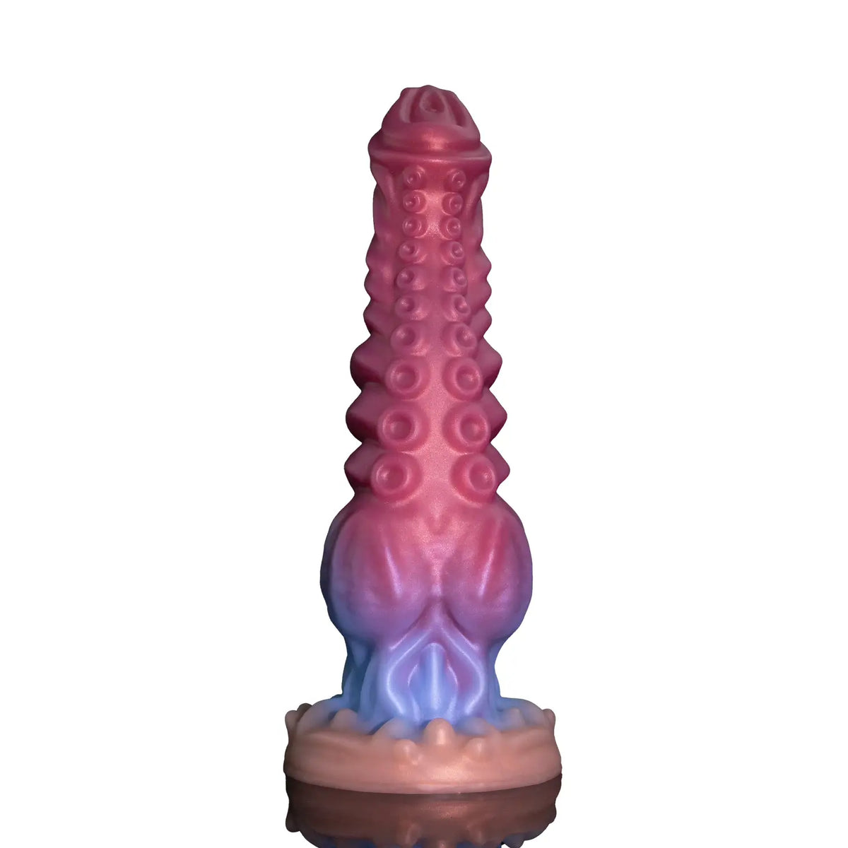 9-inch soft silicone tentacle dildo featuring a gradient color blend and textured suction cups