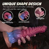 9-inch tentacle dildo displaying a bulbous knot and deep suction cup textures along the shaft