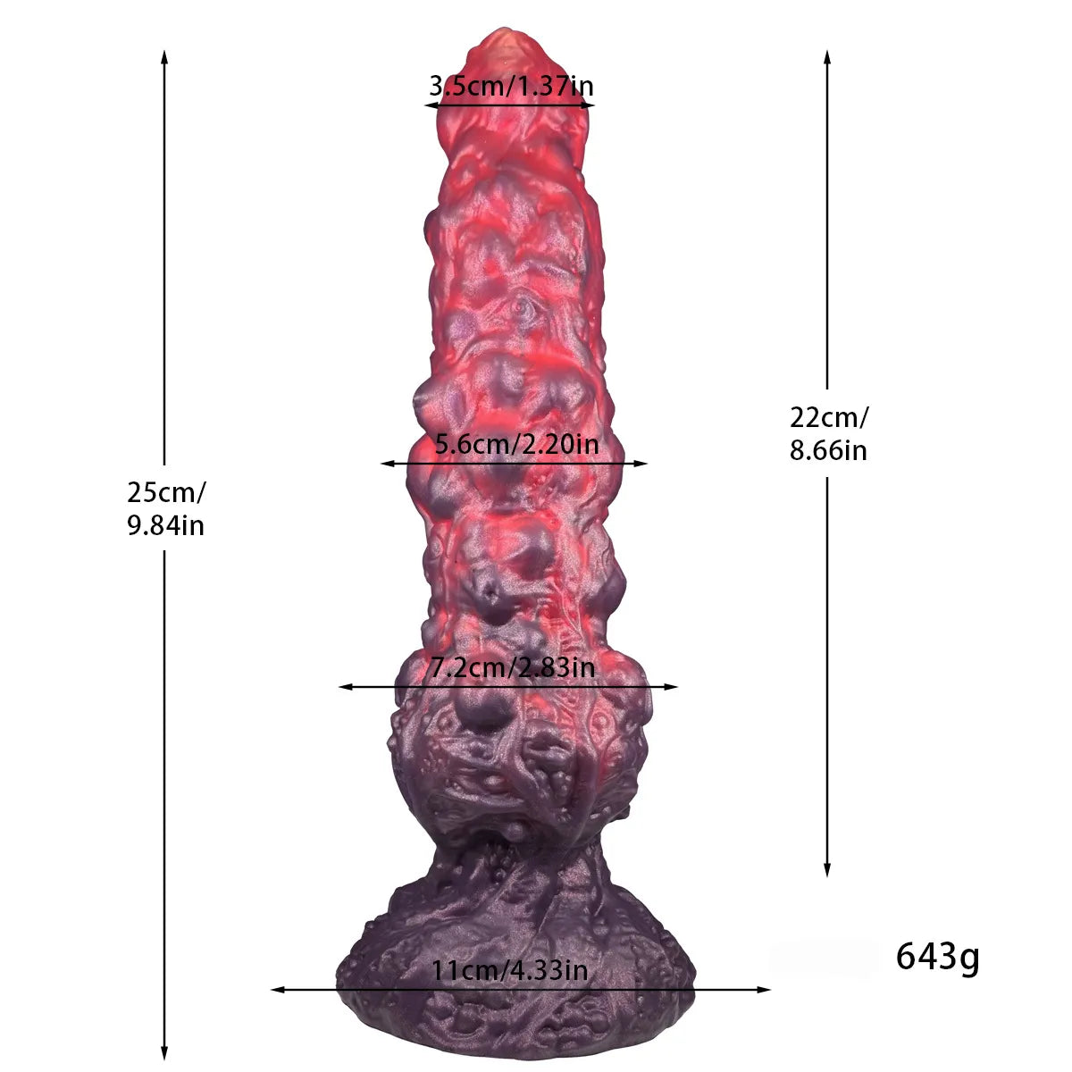 Close-up of a 9-inch biohazard inspired creature phallus showing detailed organic bubble textures