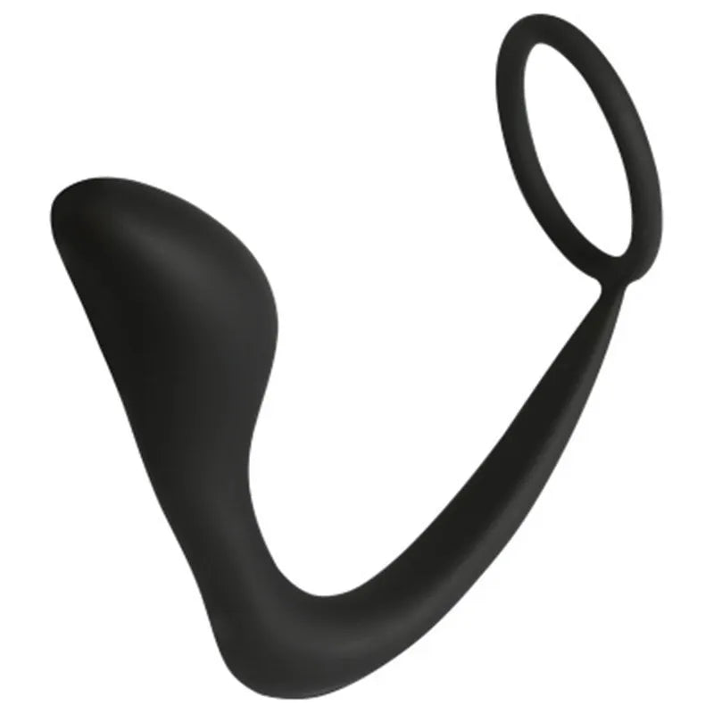 Two minimalist, ergonomic black toys with dynamic, flowing shapes for intimate use