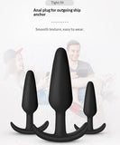 Smooth black silicone body massagers in a three-piece set for progressive use
