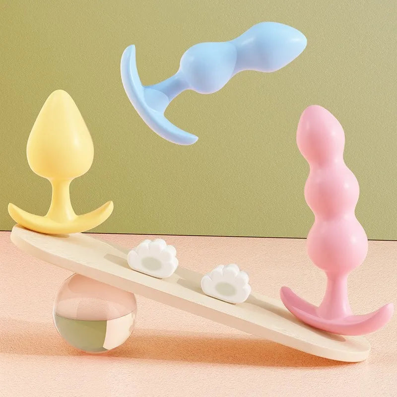 5-inch silicone insertables in yellow, blue, and pink pastel shades