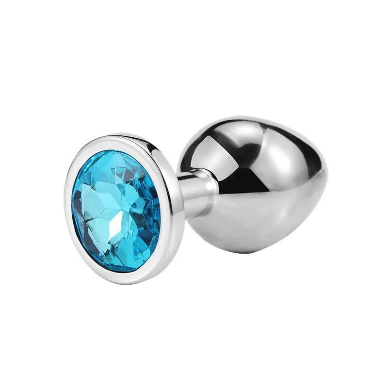 3 Inch Jeweled Stainless Steel Butt Plug Blue