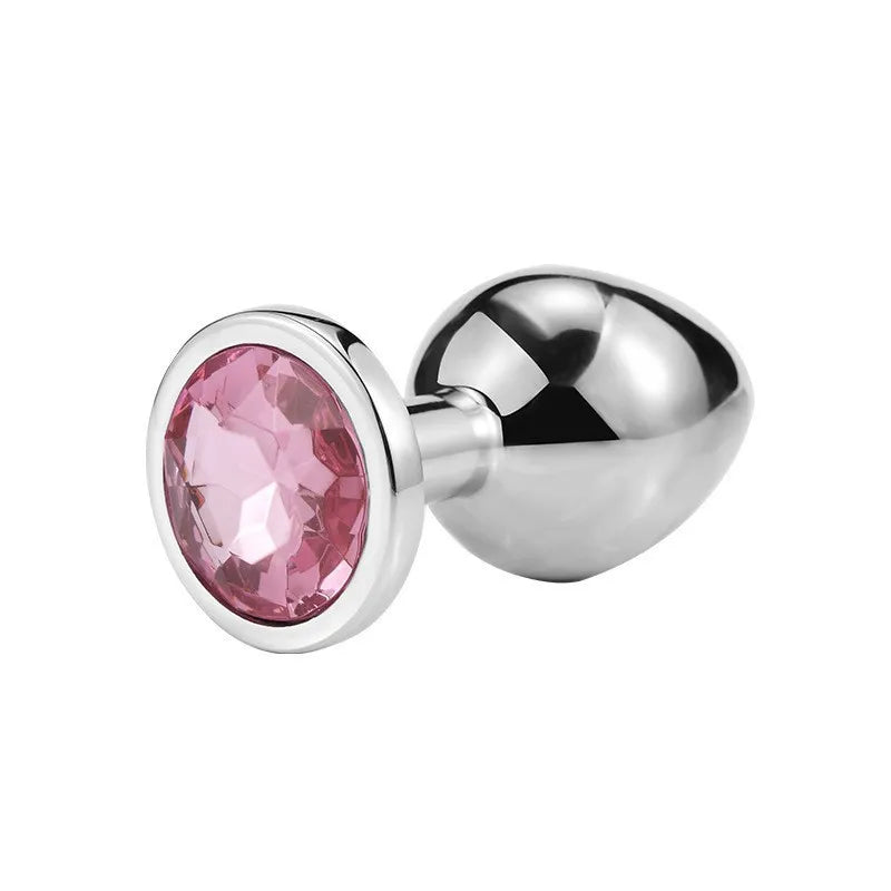 3 Inch Jeweled Stainless Steel Butt Plug Pink