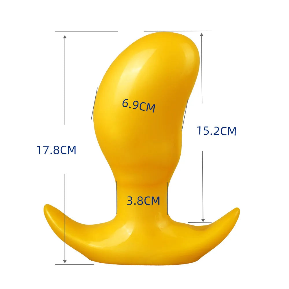 8-inch yellow silicone curved insert with a flared stabilizing base