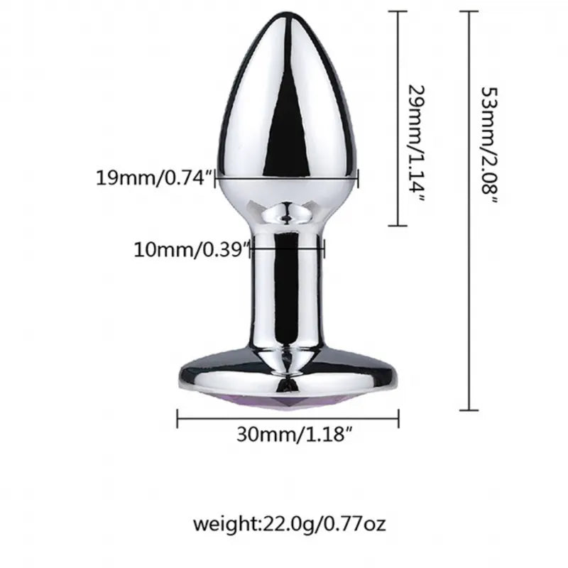 Three teardrop-shaped metal wellness tools with reflective silver surfaces and jewel embellishments